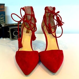 Red Suede Pumps
